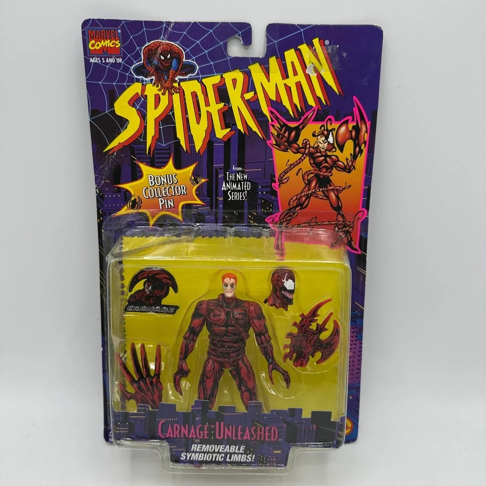 Toy Biz Spider-Man Carnage Unleashed Action Figure Animated Series 1995 VTG NOS